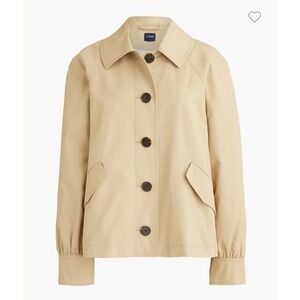 J.Crew Factory Short Utility Trench Jacket Womens M Khaki Tan Cotton CG371 NEW